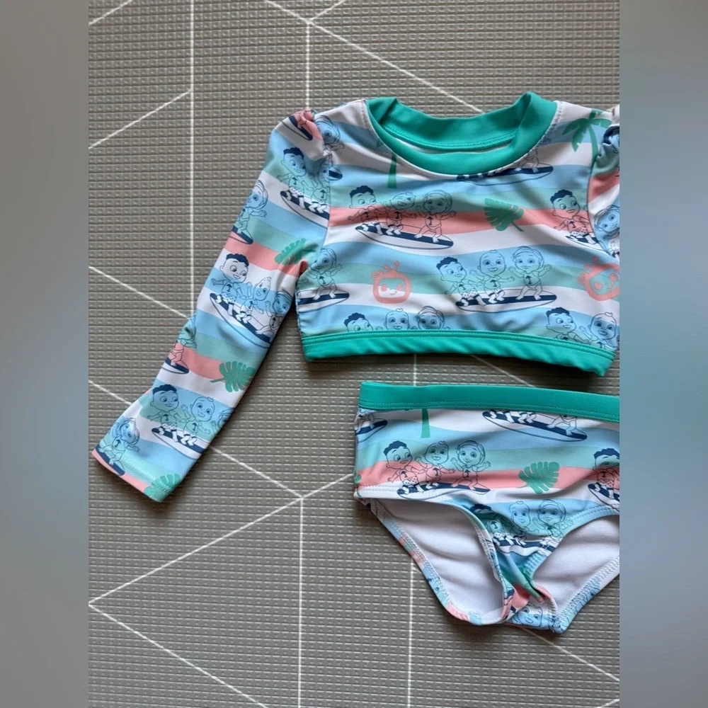 Cocomelon|Baby girl/toddler two piece matching bikini set swimwear,long sleeve•